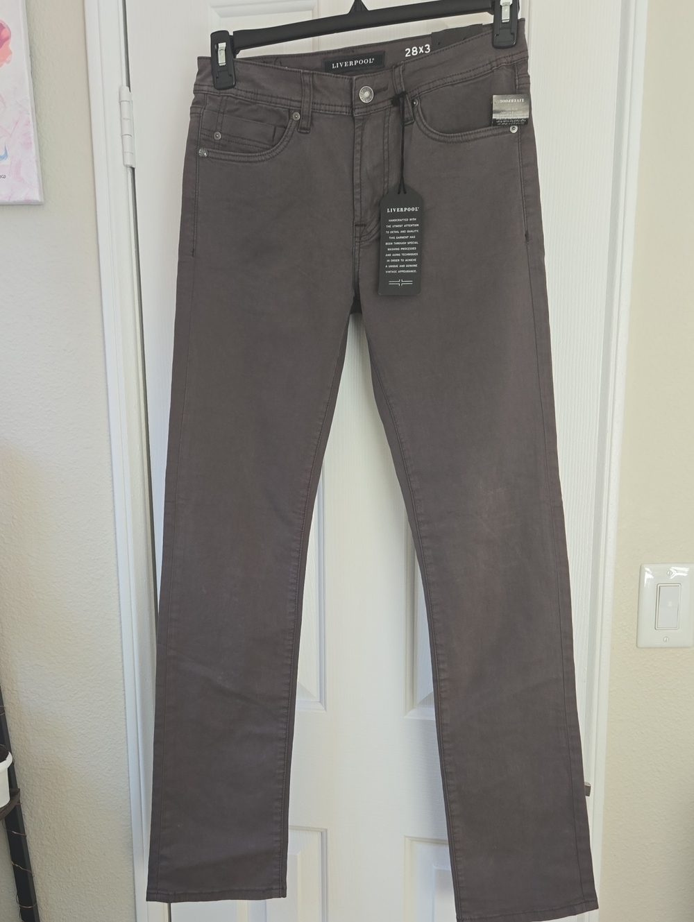 Liverpool Men Slim Straight Jeans in Brownish Gray